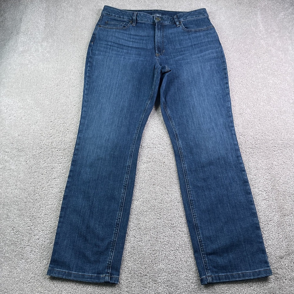LL Bean Jeans Womens 16 Blue BeanFlex Straight Leg Favorite Fit Stretch Denim